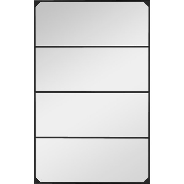 Homcom Miroir Mural VerrièRe Rectangulaire Style Industriel, Horizontal Ou Vertical Avec 4 Crochets, En MéTal Noir 109 X 69 Cm-image