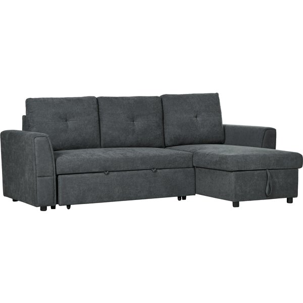 HOMCOM 3-Sitzer-Sofa mit Schlafunktion, Schlafsofa mit Chaiselongue, Polstersofa für Wohnzimmer, 232cm x 141cm x 85cm Dunkelgrau Aosom