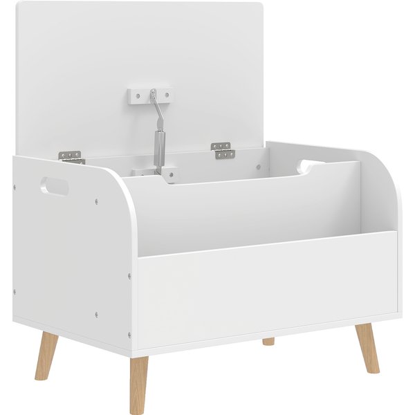 Aiyaplay Coffre à Jouet Enfant, Coffre De Rangement Enfant, Couvercle Rabattable Et Compartiment Ouvert, 60X40X43Cm, Blanc-image