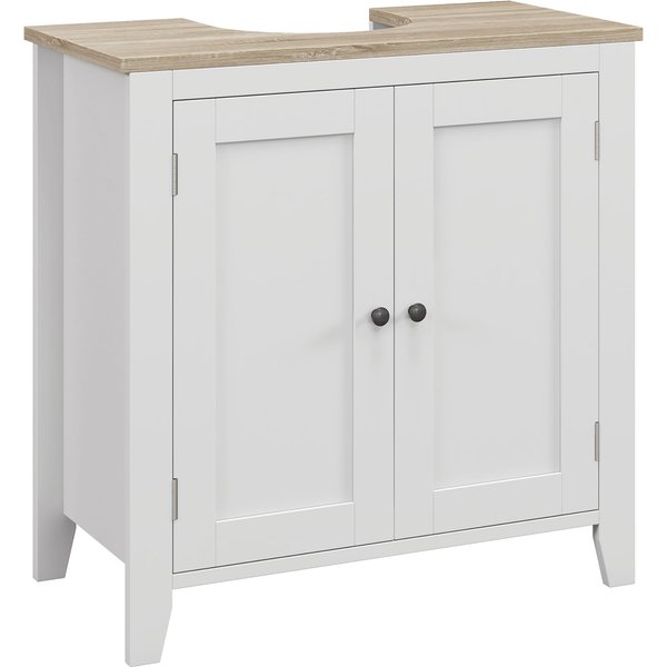 kleankin Waschbeckenunterschrank Badezimmerschrank 60 x 30 x 60 cm mit verstellbarem Regal in Weiß und Natur Aosom.de