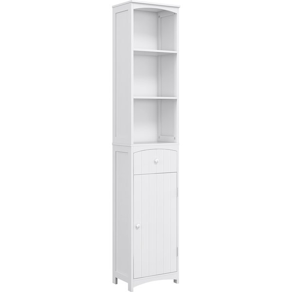 HOMCOM Badezimmerschrank Hochschrank Badregal 34x24x170cm, MDF in Weiß, elegantes Design für Ihr Badezimmer Aosom.de