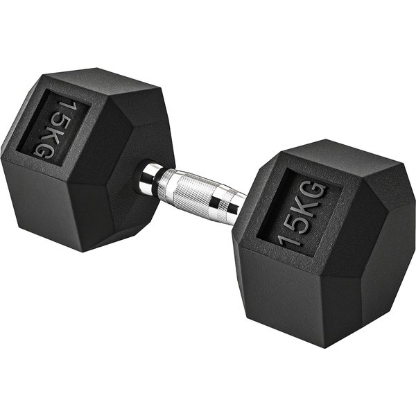 Homcom HaltèRe Courte Poids 15 Kg - EntraîNement Musculaire & HaltéRophilie - Acier Caoutchouc Noir-image