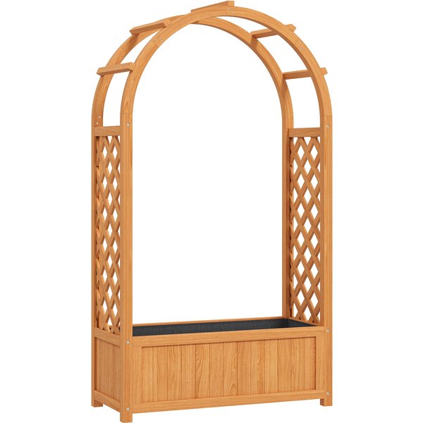 Outsunny Hochbeet Pflanzkasten mit Rankgitter, Gebogendach Spalier Pflanzkübel Holz, Gartenspalier 83x36x145cm für Garten Balkon Terrasse, Blumenkübel für Kletterpflanzen Korbpflanzen, Blumen Aosom