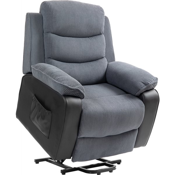 Homcom Fauteuil Releveur éLectrique, Fauteuil Relax éLectrique Velours CôTelé, Dossier Inclinable, Ports Usb, 96X96X108Cm, Gris-image