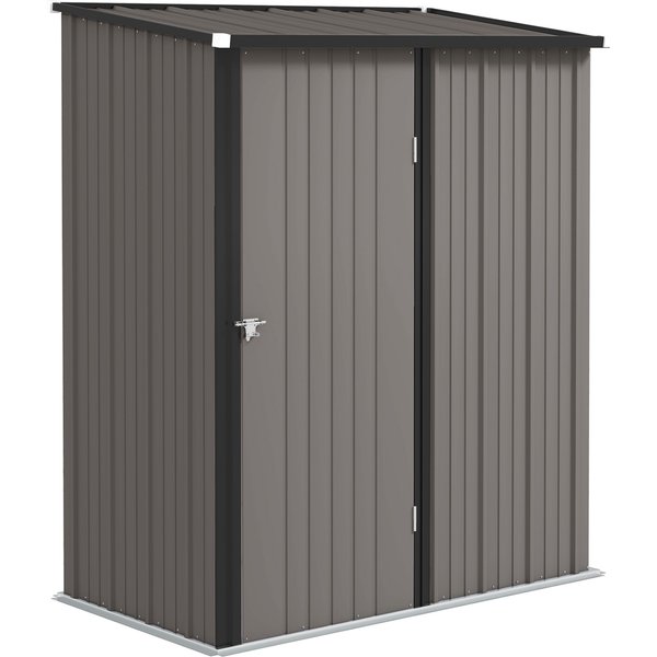 Outsunny Steel Garden Shed, 5.3 x 3.1ft metal shed with Latched Door - Light Grey Aosom UK