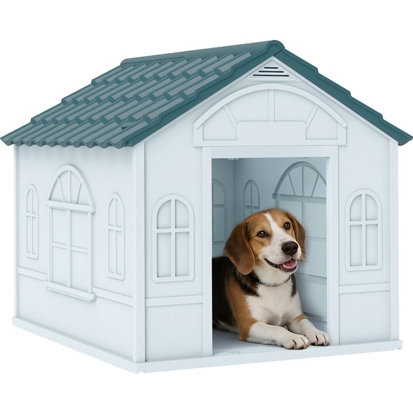Pawhut Niche ExtéRieure Pp Blanc Pour Petits Et Moyens Chiens 65X75,7X63Cm Aosom France-image