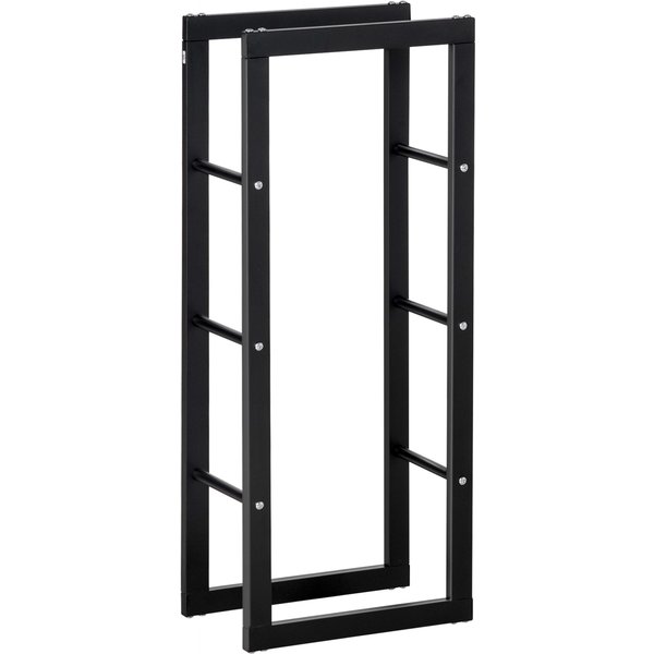 HOMCOM Kaminholzständer Kaminholzablage Feuerholzregal Kaminholzhalter 100kg Stahl Schwarz L40 x B25 x H100 cm Aosom