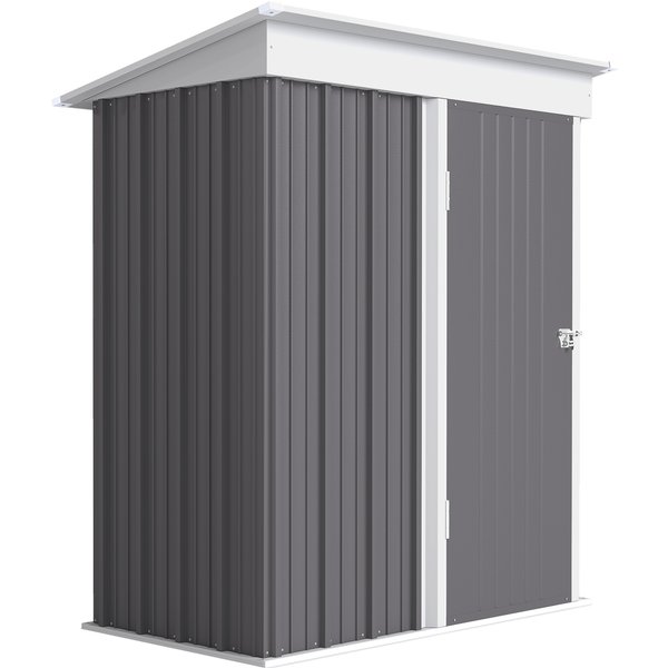 Outsunny Metall Gerätehaus 1,36m² 161 x 95 x 181cm Geräteschuppen mit Pultdach Fundament verstellbare Regale Abschließbarer Tür wetterfest Gartenhaus Outdoor Garten Schuppen für Außenbereich Aosom