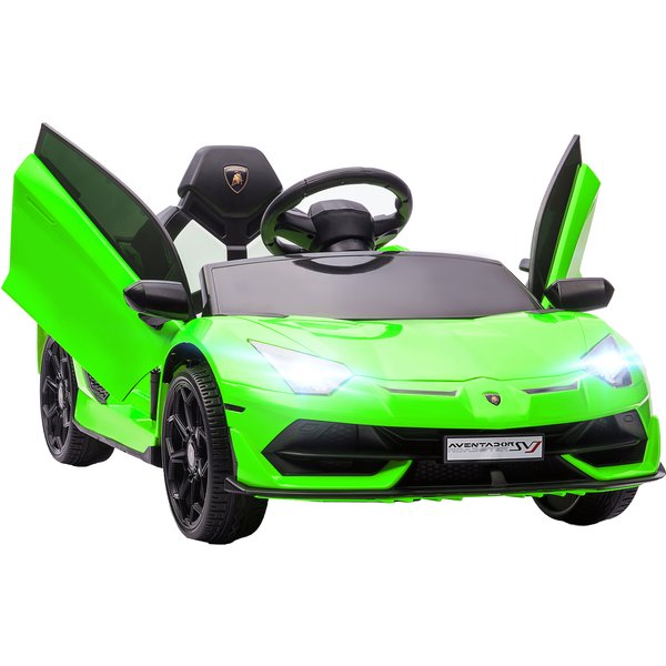 Homcom Voiture éLectrique Pour Enfants Licence Lamborghini Aventador Svj 12V Avec Portes Papillon TéLéCommande 3-5 Km/H Vert-image