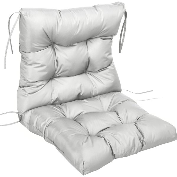 Outsunny Garden Back Chair Cushion, Comfortable Patio Seat Cushion Pad with Backrest for Outdoor & Indoor Use, Light Grey Aosom UK
