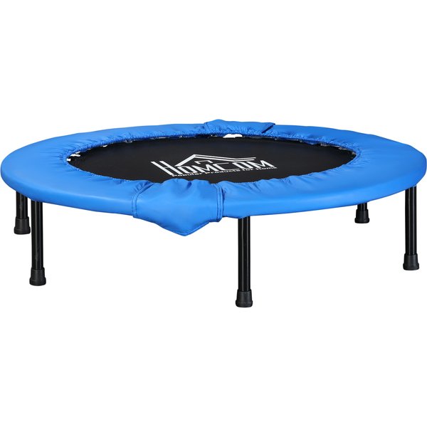 HOMCOM Φ96cm Mini Fitness Trampoline Home Gym Yoga Exercise Rebounder Indoor Outdoor Jumper with Safety Pad, Support Up to 100 KG, Blue and Black | Aosom Ireland