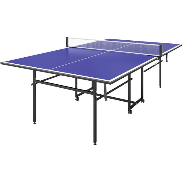 Sportnow Table De Tennis De Table Ping-Pong Pliable Compacte 4 Roulettes Pour IntéRieur Et ExtéRieur 274L X 152,5L X 75,5H Cm-image