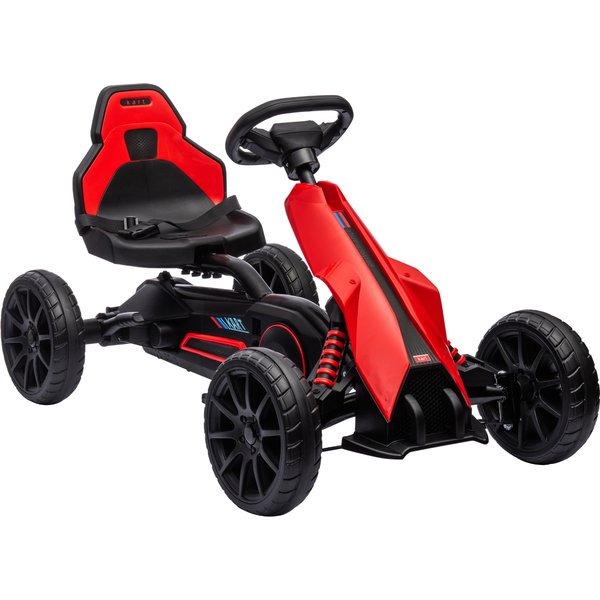 Homcom Kart à PéDales Pour Enfants Avec SièGe Ajustable 4 Positions Et Roues En Eva 100 X 58 X 58,5 Cm Rouge Et Noir-image