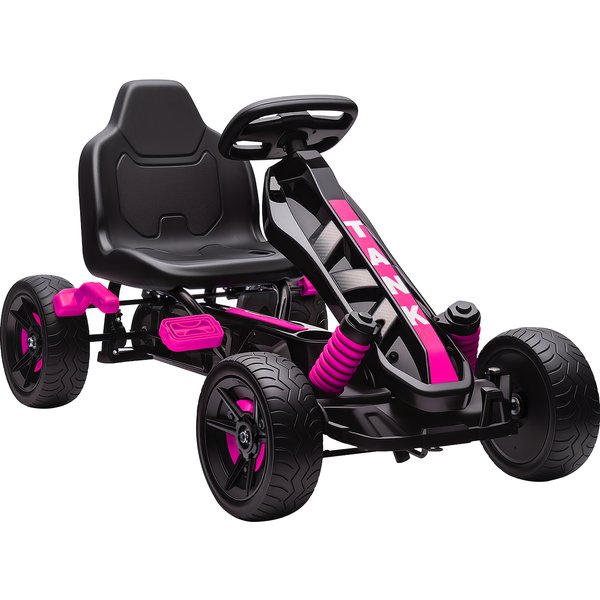AIYAPLAY Kids Pedal Kart for Ages 3–6 with Automatic Clutch, Safety Brake, EVA Anti-Slip Wheels, Outdoor Ride On, Pink Aosom UK