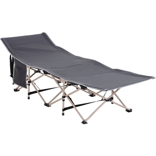 Outsunny Feldbett mit Aufbewahrungstasche, Faltbares Campingbett, Campingliege, Inkl. Tragetasche, Stahl Oxford, Grau, 190 x 68 x 52 cm Aosom
