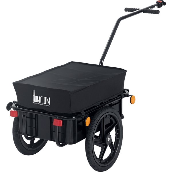 Homcom Remorque VéLo Remorque De Transport Pour VéLo 144L X 59L X 80H Cm Barre D'attelage Universelle Acier Noir-image