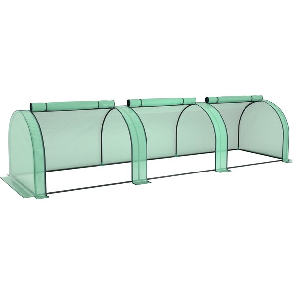 Outsunny Mini Serre De Jardin Serre à Tomates 3,5L X 1L X 0,8H M Acier Pe Haute Densité 140 G/M² Anti-Uv 3 FenêTres Vert-image