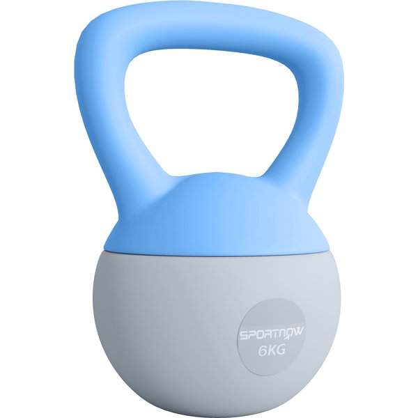 SPORTNOW 6KG Soft Kettlebell, Kettlebell with Non-Slip Handle for Home Gym, Weight Lifting, Strength Training, Light Blue/Grey
