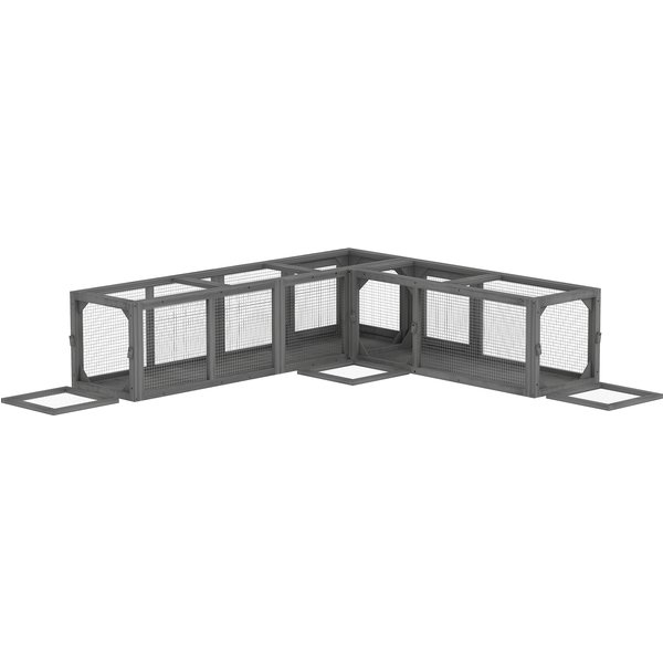 PawHut Cat Tunnel XXL, flexibly combinable wooden play tunnel with 8 entrances, 250 x 38 cm, for cats up to 5 kg and rabbits | Aosom Ireland