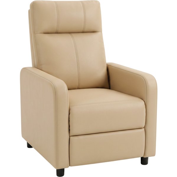 Homcom Fauteuil Relax Inclinable, Fauteuil De Relaxation En PU Avec Repose-Pieds, Dossier RéGlable Par PousséE, Beige-image