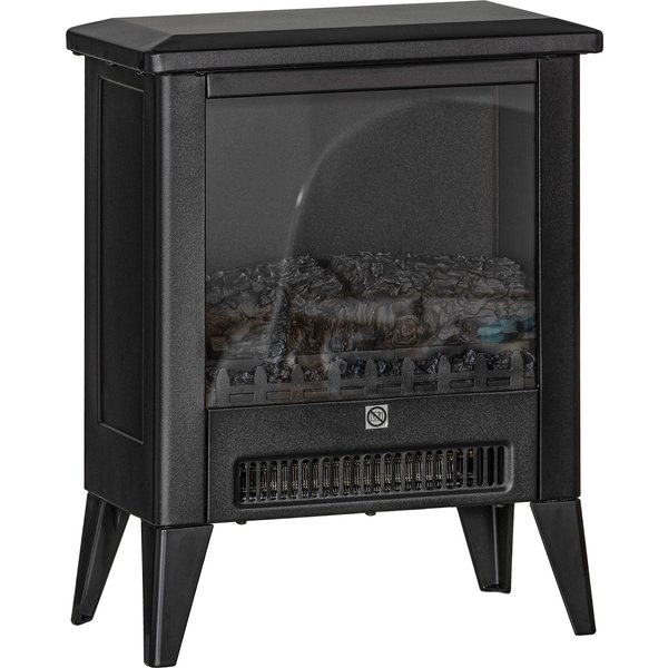 HOMCOM Elektrokamin Elektrischer Kamin mit Heizung, LED-Flammeneffekt, 1800 W Standkamin mit niedrigem Geräuschpegel, Überhitzungsschutz für Wohnzimmer, Schlafzimmer, Schwarz Aosom