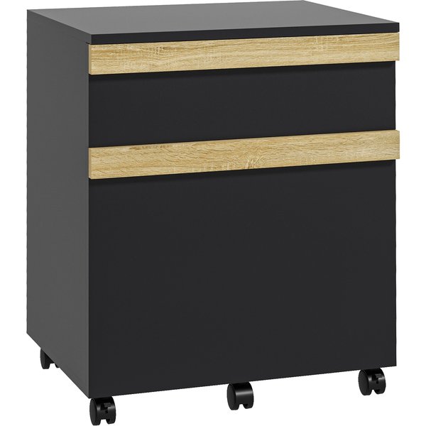 Vinsetto Caisson De Bureau à Roulettes Avec 2 Tiroirs Coulissants Trieur à Dossiers 48 X 40 X 59,5 Cm Noir-image