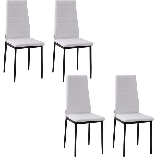 Homcom Lot De 4 Chaises De Salle à Manger Chaises De Cuisine Avec Dossier Haut Pieds En MéTal Et Tissu En Lin 41X50X97Cm Blanc-image