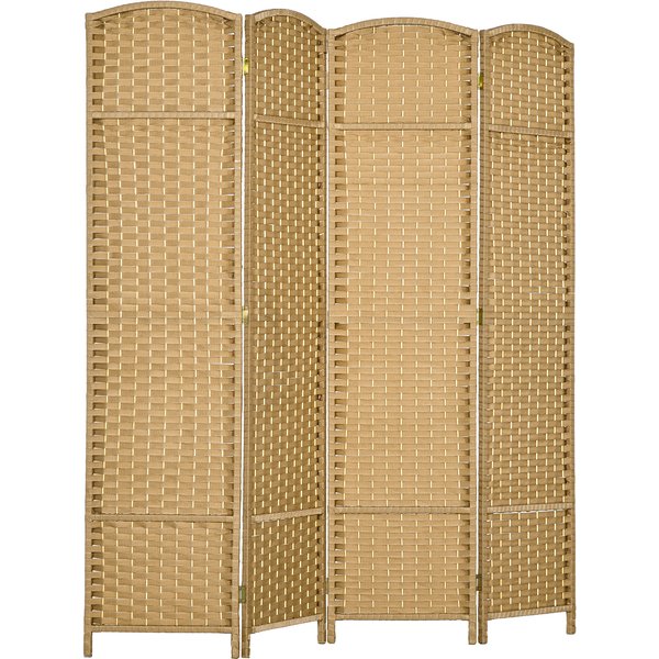 Homcom Paravent Interieur En Bois 4 Panneaux 160 X 170 Cm SéParateur De PièCe Pliable Pour Salon, Chambre à Coucher, Naturel-image