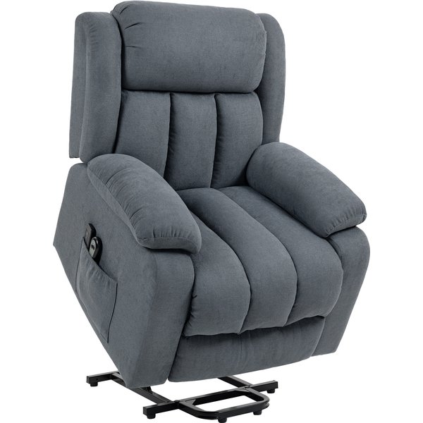 HOMCOM Power Lift Recliner Chair with Massage, Overstuffed Lift Chair for Elderly with Footrest, Remote and Side Pocket, Grey