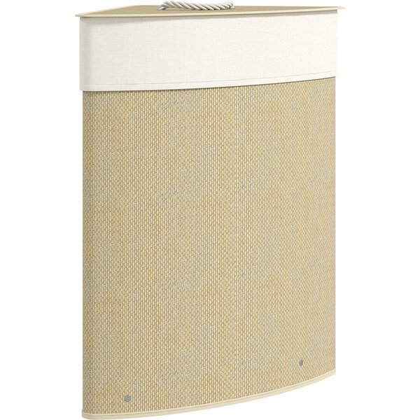 Homcom Panier à Linge En Bambou 55L, Panier Triangle Avec Sac Amovible Et Lavable, Couvercle, PoignéE, 35X35X60Cm, Naturel-image