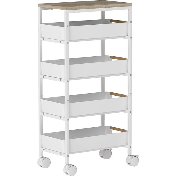 HOMCOM 5-Tier Storage Trolley on Wheels - White