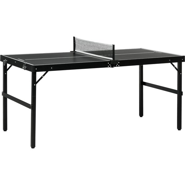 Sportnow Mini Table De Ping Pong Pliable Table De Ping-Pong D'intéRieur Avec Filet, Balles, PoignéE, 152 X 76 X 72 Cm Noir-image
