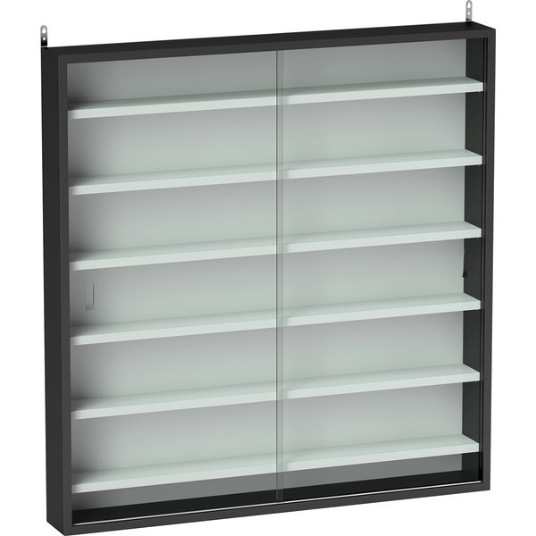 HOMCOM 7-Tier Wall Display Shelf, Display Cabinet w/ 6 Adjustable Shelves, Glass Doors, Home Office Ornaments, Black & White Aosom UK