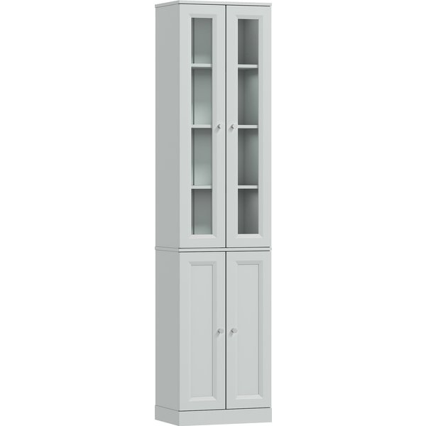 HOMCOM Tall Bathroom Storage Cabinet, 6-Tier Slim Bathroom Cabinet with Adjustable Shelf, 4 Soft-Close Doors, Dusty Blue