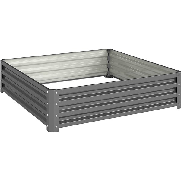 Outsunny 432L Square Raised Garden Bed Box Steel Frame for Vegetables, Flowers and Herbs, 120 x 120 x 30cm, Light Grey