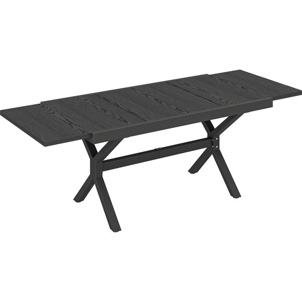 Outsunny Table De Jardin Extensible Aluminium Table De Repas ExtéRieure Effet Bois 8-10 Personnes 214X85X73Cm Gris Anthracite-image