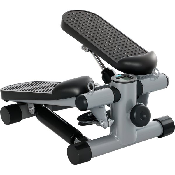 SPORTNOW Mini Stepper, Compact Step Machine Exerciser for Home Workouts, with Resistance Bands, LCD Monitor, Non-Slip Pedals