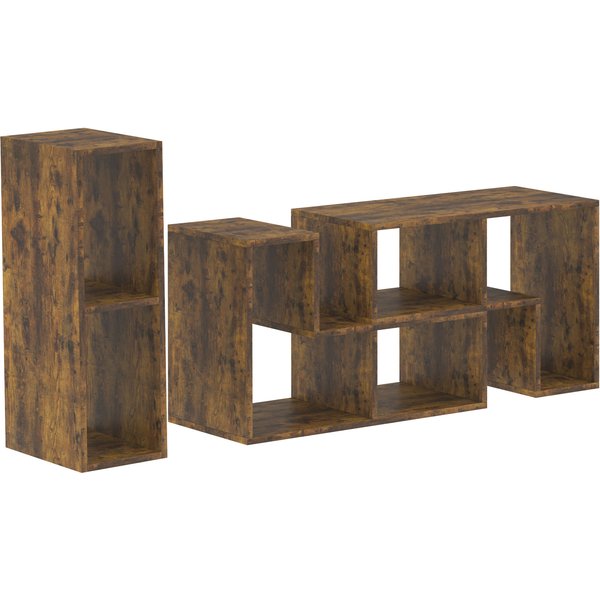 HOMCOM TV Stand for TVs up to 75 Inches, Free Combination TV Unit with Storage Shelves, Extendable Entertainment Centre for Living Room, Rustic Brown