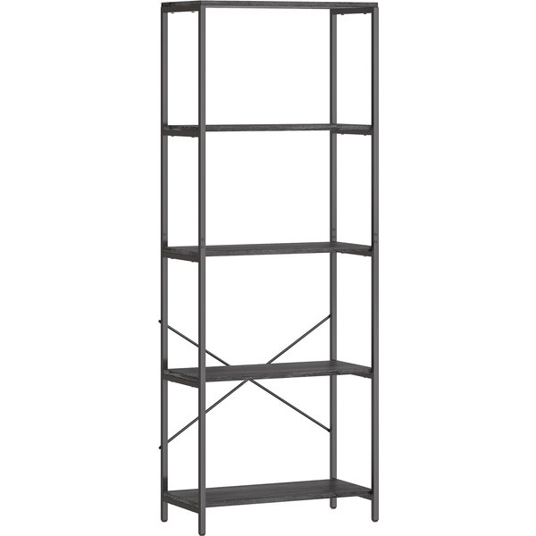 HOMCOM 5-Tier Bookshelf, Industrial Bookcase with Metal Frame - Dark Grey and Black