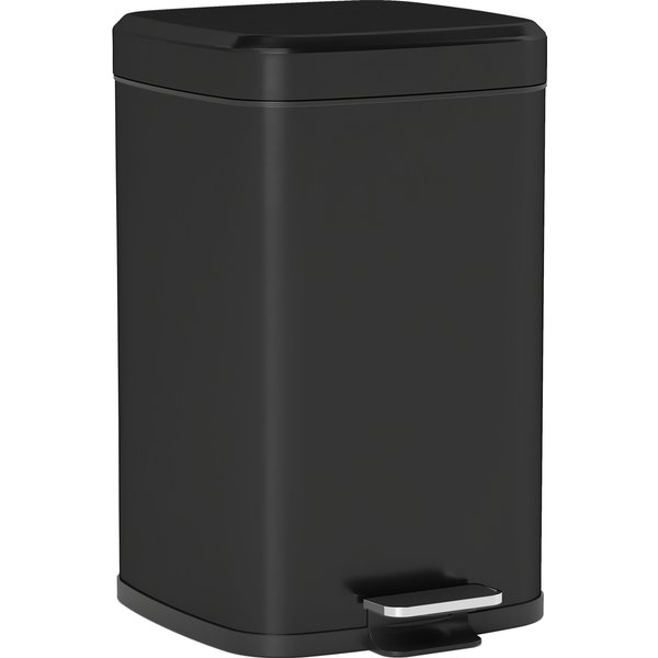 Homcom Poubelle De Cuisine 20L Avec Couvercle à Fermeture Douce Et PéDale, Seau IntéRieur Amovible, 28L X 35L X 45H Cm, Noir-image
