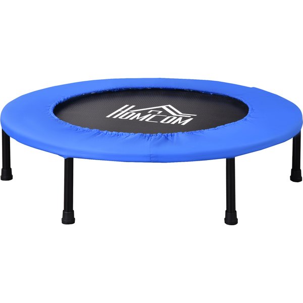 HOMCOM Trampoline Aerobic Rebounder Indoor Outdoor Fitness Round Jumper 91cm, Compact, w/ Sponge Edge, Blue Aosom UK