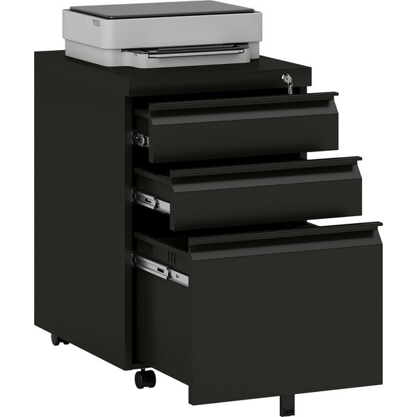 Homcom Caisson De Bureau Mobile Rangement Bureau Sur Roulettes 3 Tiroirs Verrouillables 39 X 48 X 60 Cm Noir Aosom France-image