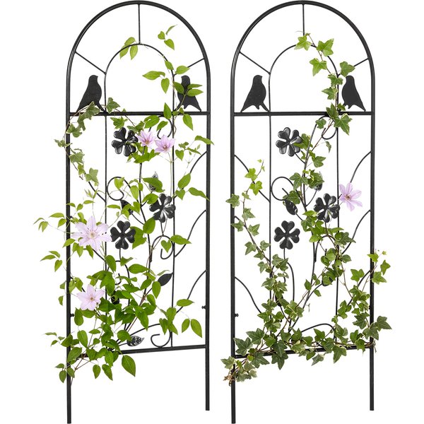 Outsunny Treillis De Jardin Lot De 2 Support Pour Plantes Grimpantes En MéTal 38 X 98 Cm Noir Aosom France-image