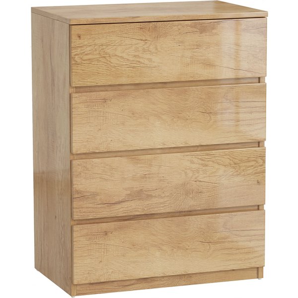 Homcom Commode 4 Tiroirs Meuble De Rangement Sans PoignéEs Design Minimaliste 60 X 40 X 80 Cm Naturel-image