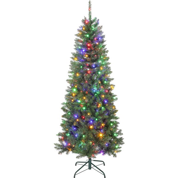 Homcom Sapin De NoëL Artificiel 180 Cm, Arbre De NoëL Fin Avec 250 LumièRes, 899 Pointes, Support En MéTal Pliable, Vert-image