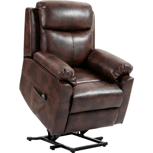 HOMCOM Riser and Recliner Chair for the Elderly, Lift Chair with Remote Control, Side Pockets, Pocket Spring, Dark Brown Aosom UK