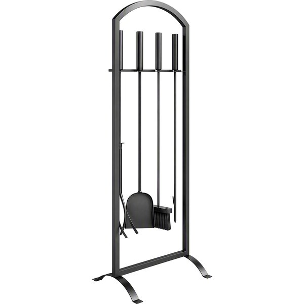 Outsunny Serviteur De CheminéE 6 PièCes Avec Sac à BûChes, Brosse, Pelle, Tisonnier, Pince Et Support, 30 X 22 X 86 Cm, Noir-image