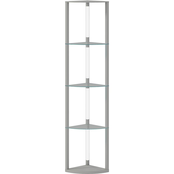 HOMCOM LED Floor Lamp with Shelves, Dimmable Standing Lamp with Foot Switch for Living Room, Bedroom, Grey