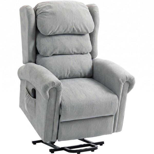 HOMCOM Velvet-Feel Electric Riser Recliner Chair - Grey