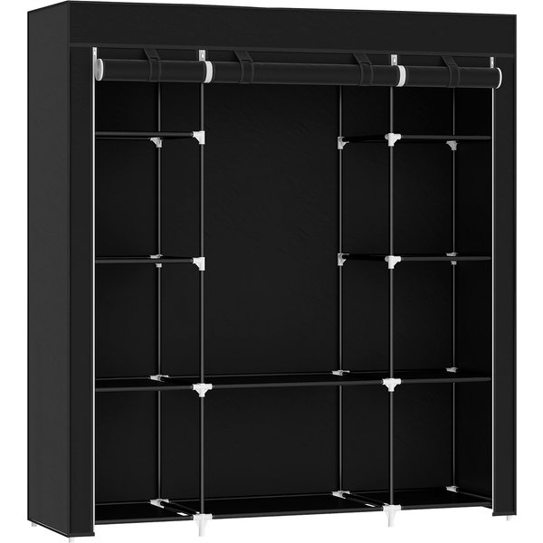 HOMCOM Stoffschrank mit Reißverschluss, 1 Kleiderstange, 10 Einlegeböden, 150x43x162,5cm, Vliesstoff, platzsparend & robust Aosom.de